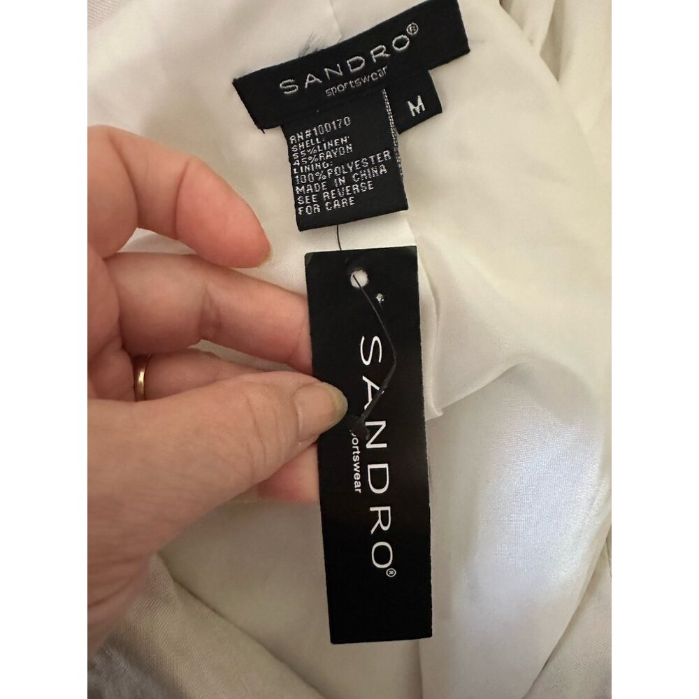 NEW Sandro Sportswear Linen Blend Jacket Lagenlook Cropped 3/4 Sleeve Zip S NWT - Picture 13 of 13